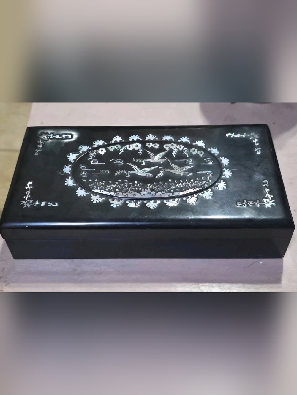 Mother-of-Pearl Smoking Box Presented by the Korean National War College RARE